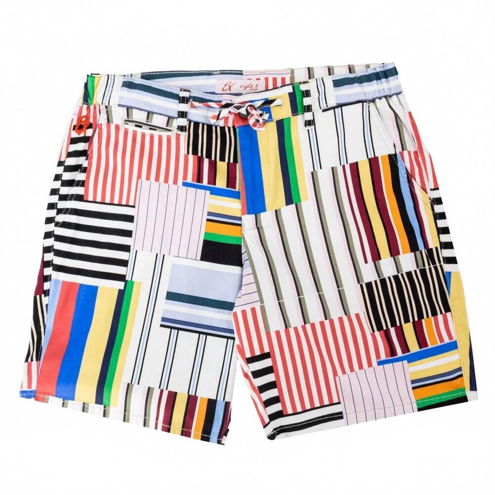 NEW EIGHT X men's stripe happy printed shorts in multi